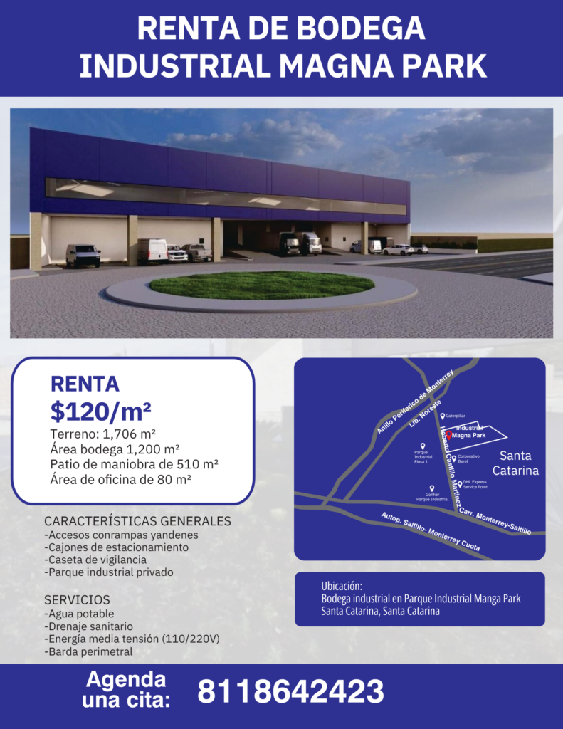 Renta de Bodegas , Zona Industrial Santa Catarina